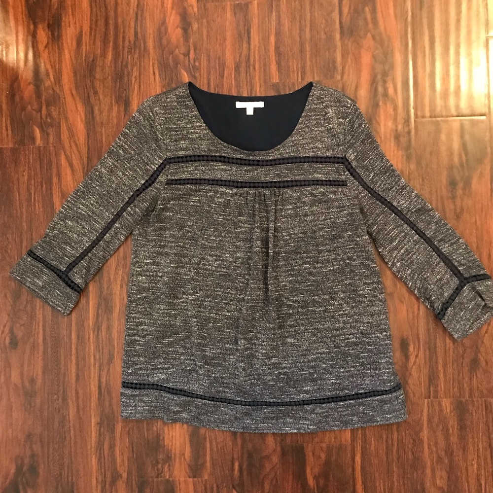 Skies Are Blue Heather Top with Crochet Detail
